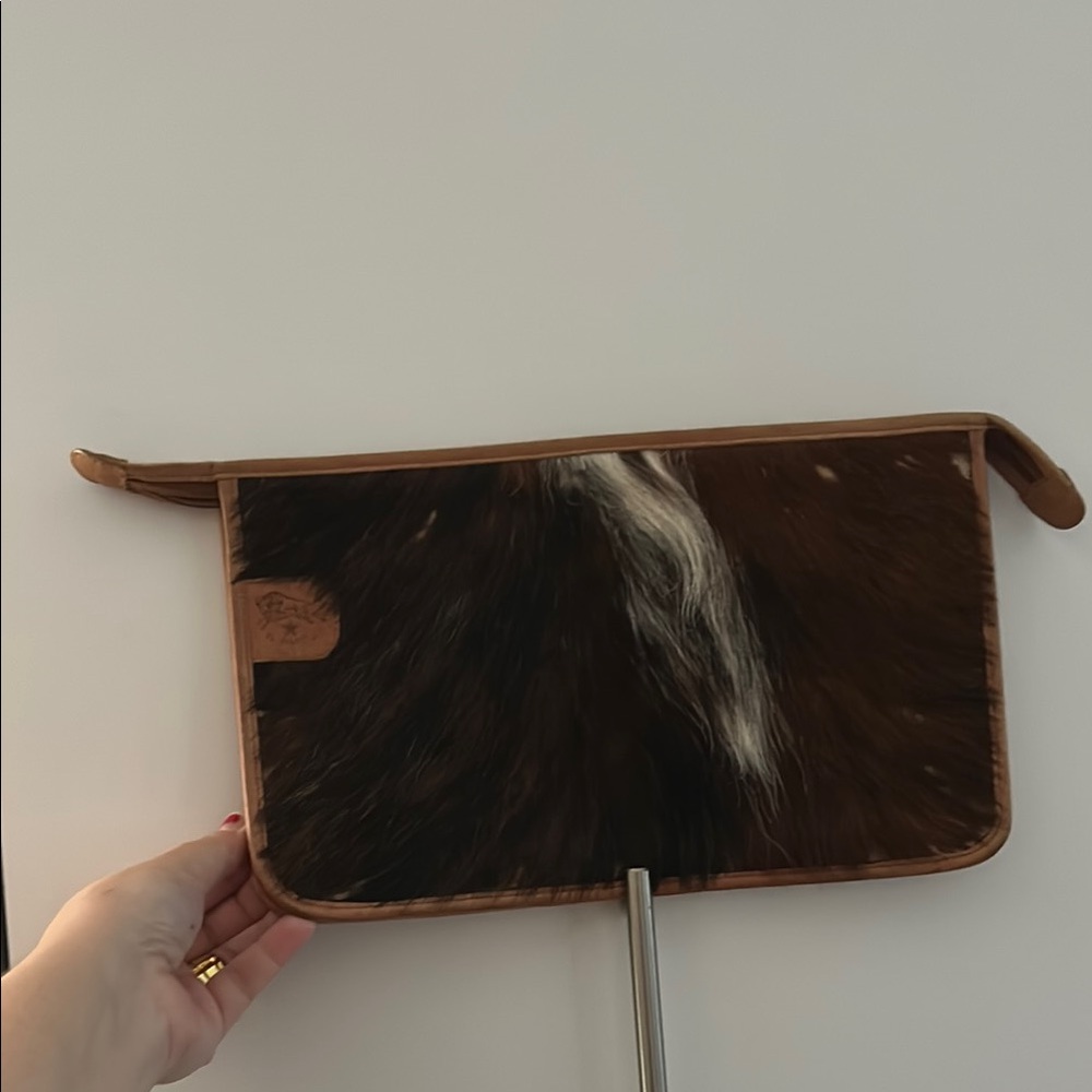 Bison Cowhide Brown and Black Fur Clutch